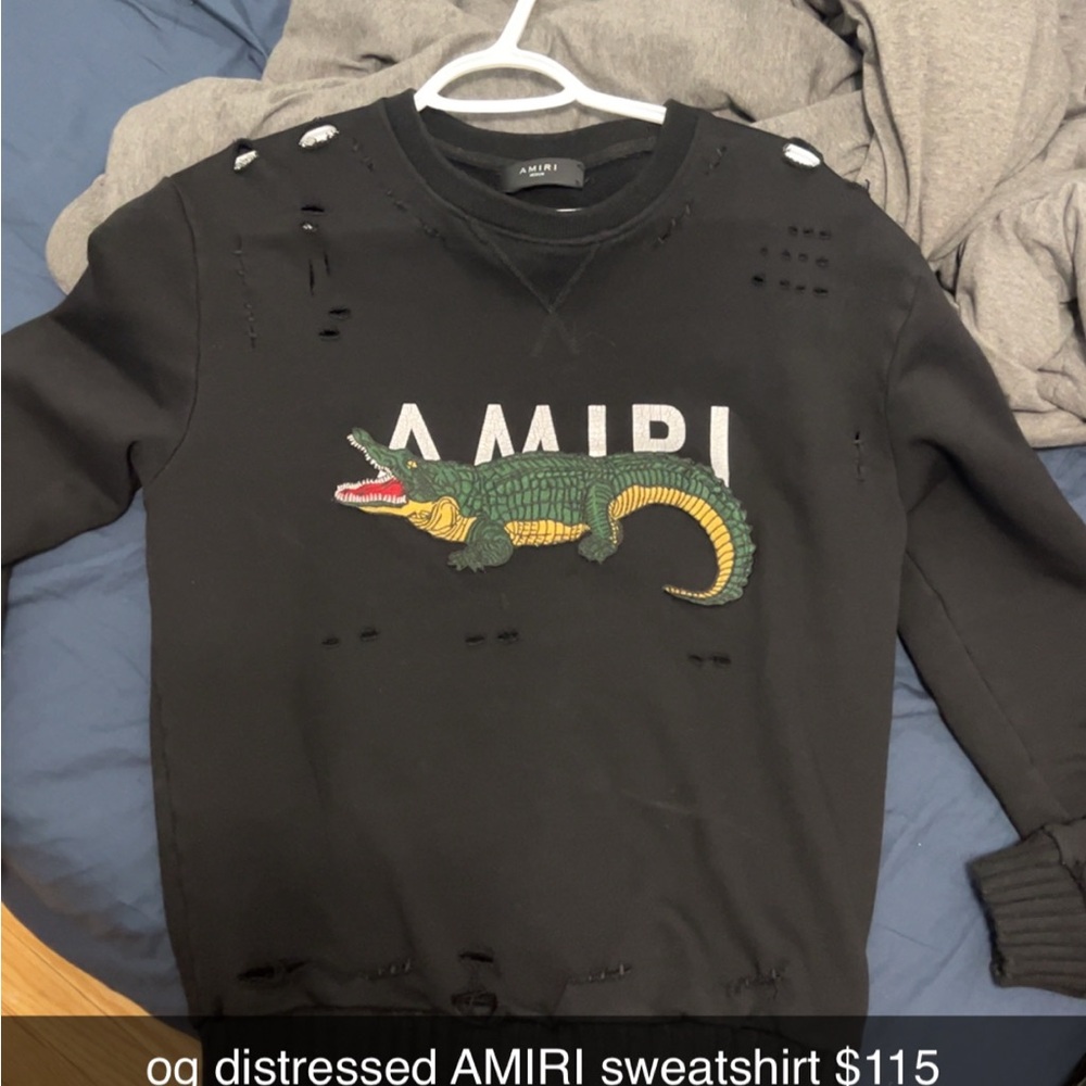 AMIRI Black Sweater with Crocodile Motif